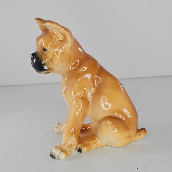 Vintage Boxer Dog Figurine Ceramic Collectible Statue Sitting Japan - Picture 6 of 8